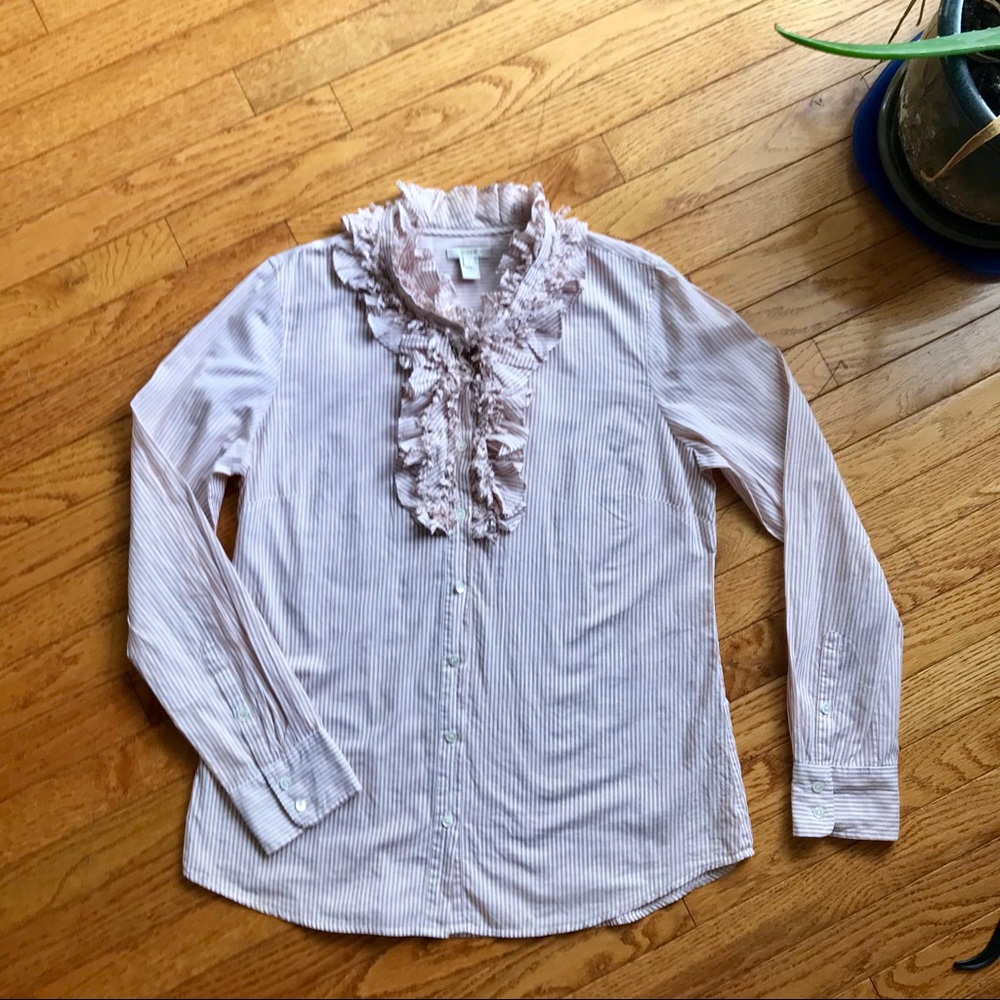 J. Crew Ruffled Collar Button Down Blouse